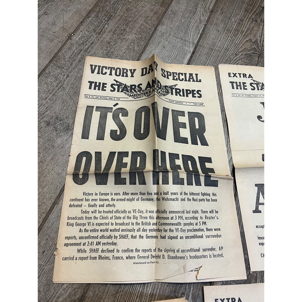 Original Stars & Stripes WWII Newspaper Overseas Newspapers War Over V-Day Victory Lot