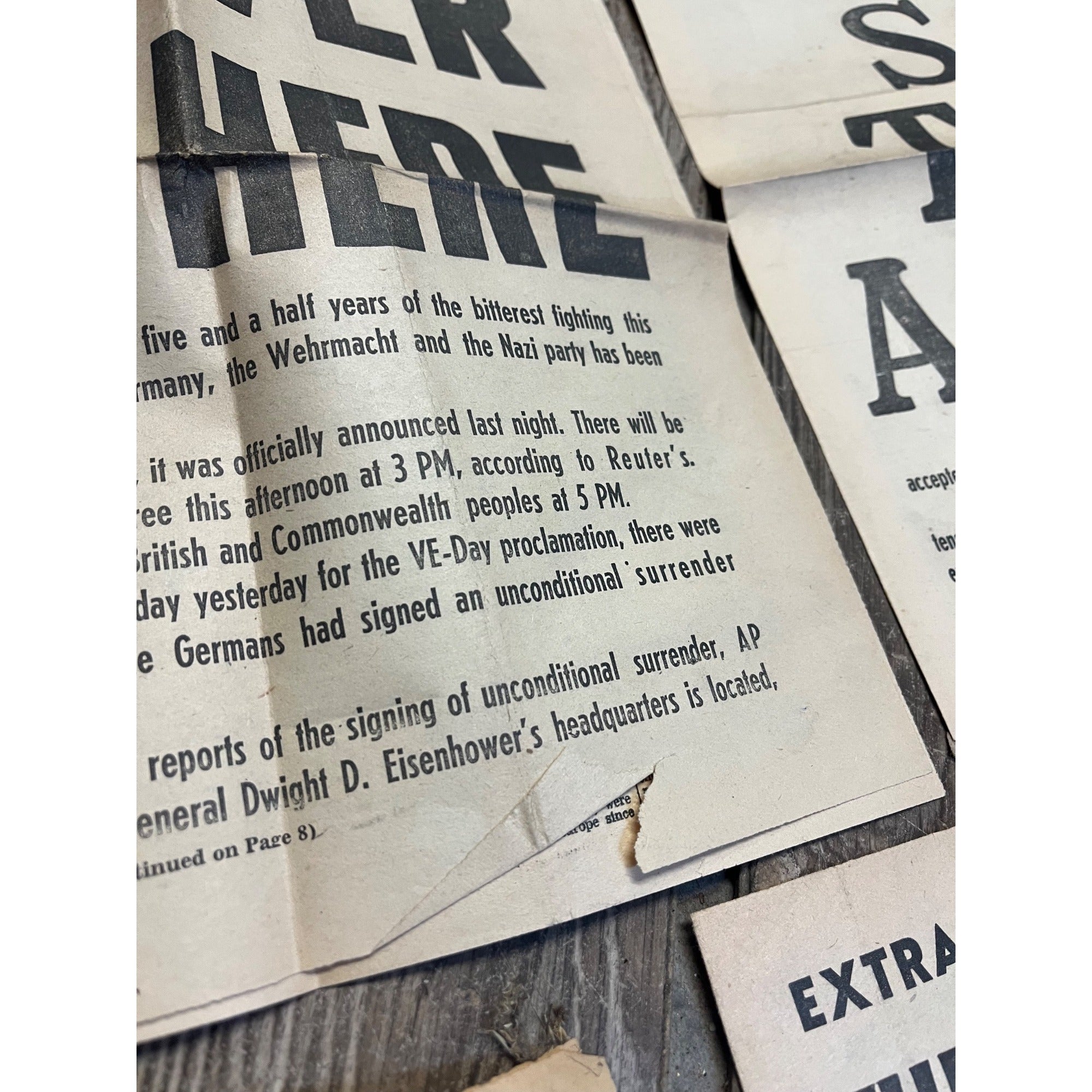 Original Stars & Stripes WWII Newspaper Overseas Newspapers War Over V-Day Victory Lot