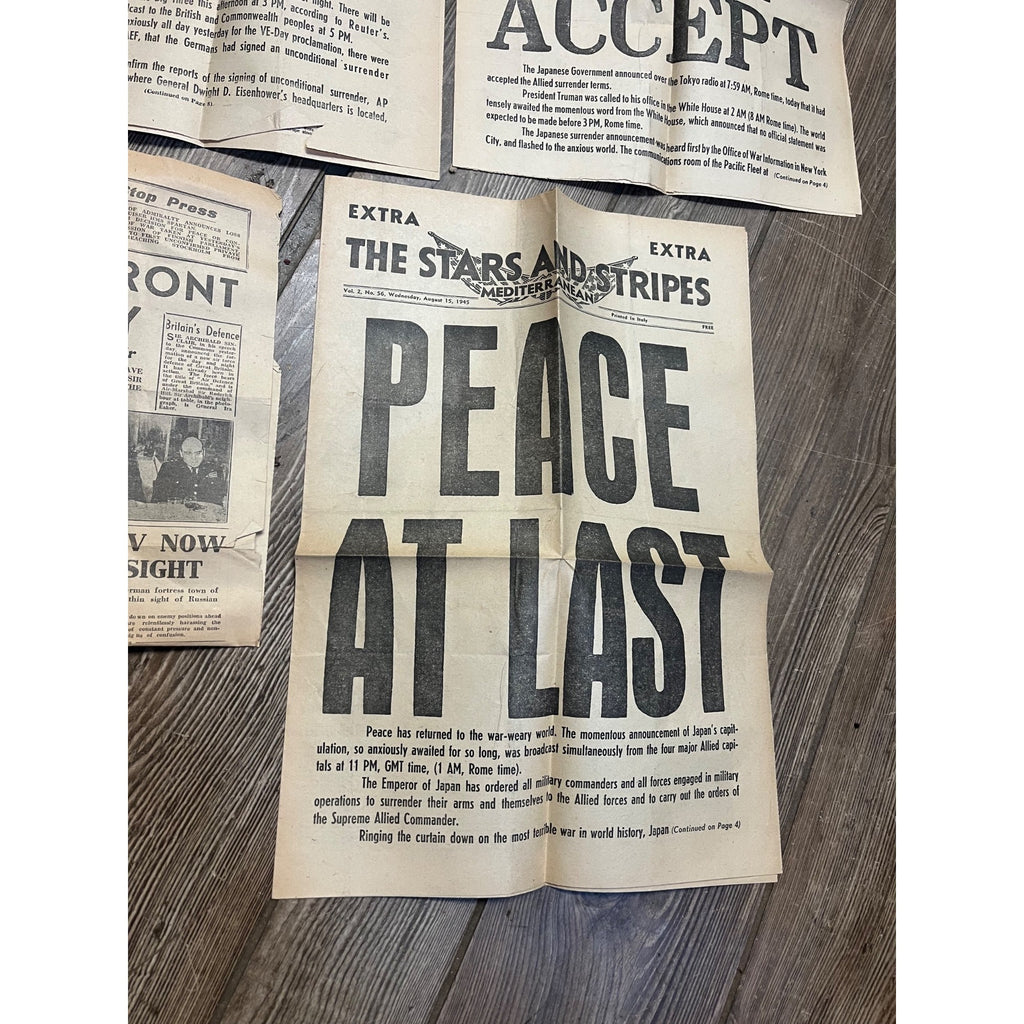 Original Stars & Stripes WWII Newspaper Overseas Newspapers War Over V-Day Victory Lot