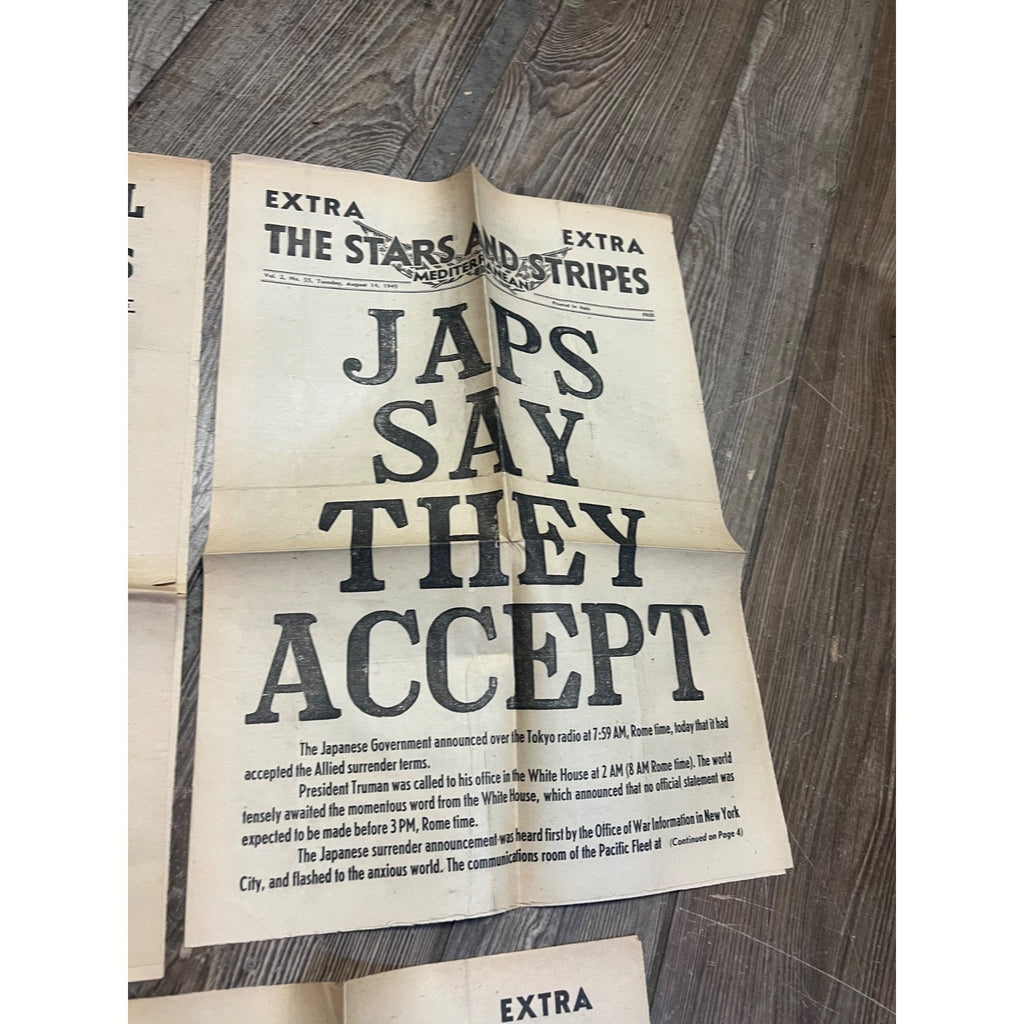 Original Stars & Stripes WWII Newspaper Overseas Newspapers War Over V-Day Victory Lot