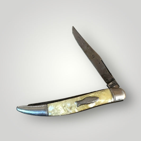 IMPERIAL FOLDING FISHING KNIFE PROV. R.I. USA 2-BLADE SCALER BOTTLE OPENER