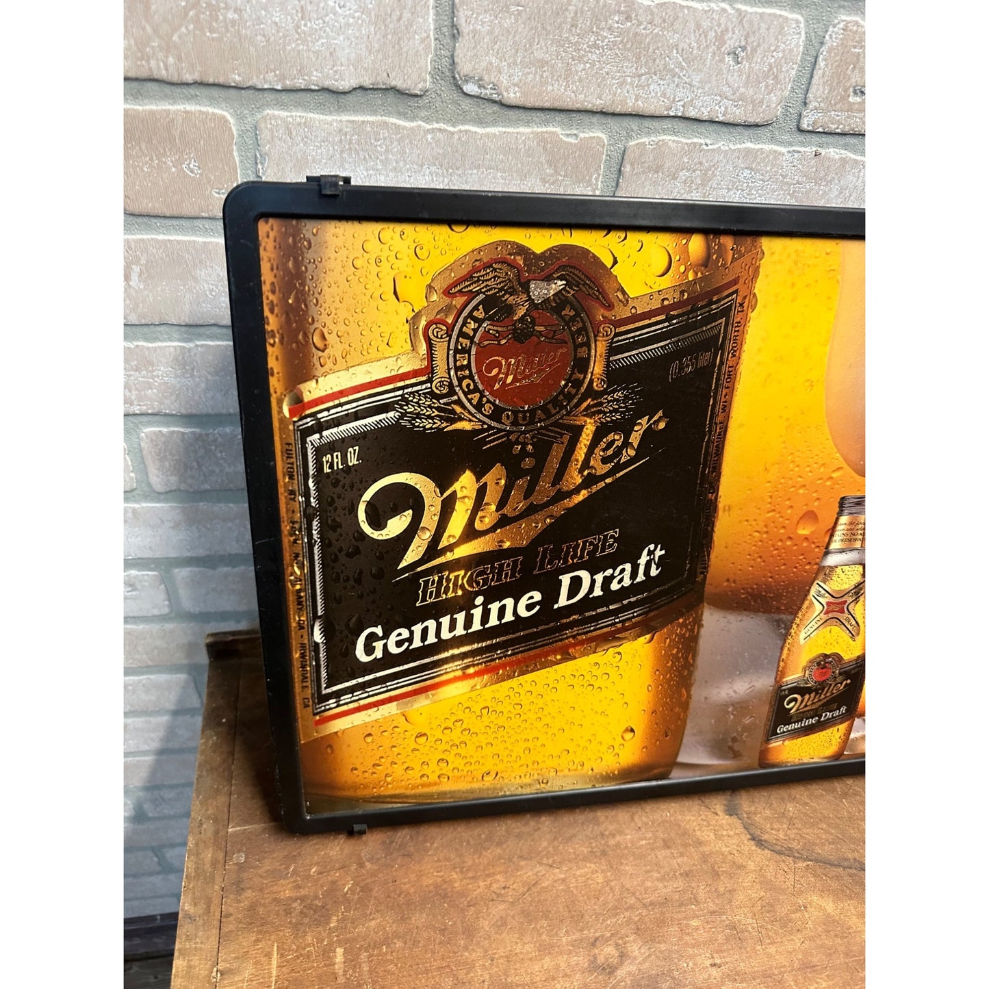 Vintage 1986 Miller Genuine Draft MGD Lighted Beer Bar Pub Sign Lights Up - Works!
