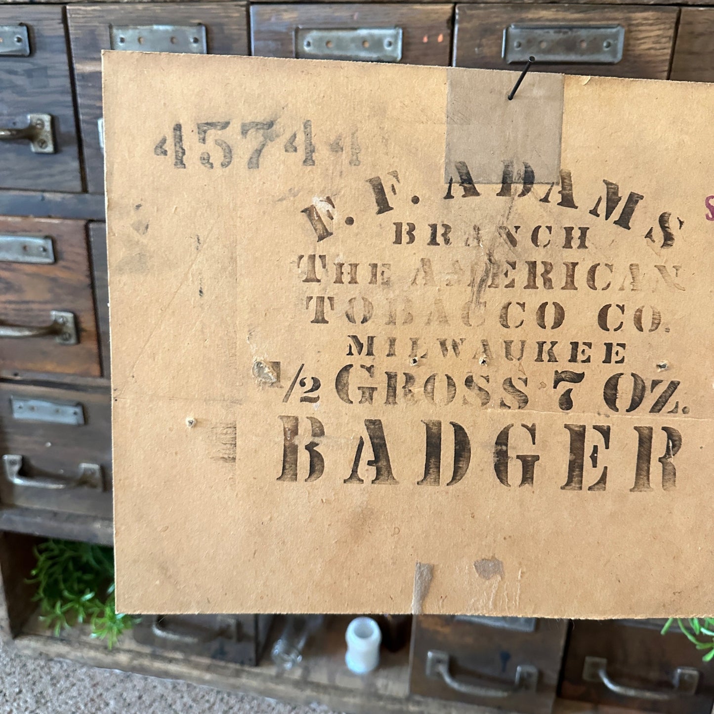 1912 Antique FF Adams American Tobacco Co Milwaukee Badger Cardboard Sign