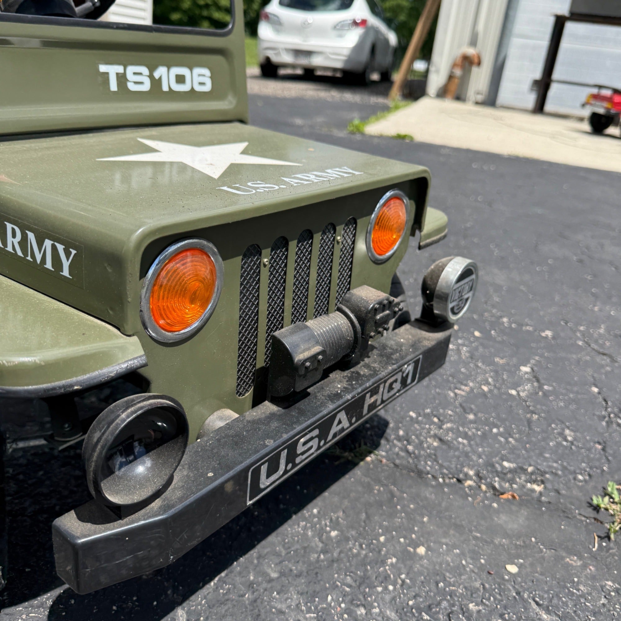 Vintage 1970s US Army Willys Jeep Child's Toy Pedal Car Green Munchkin Motors TS106