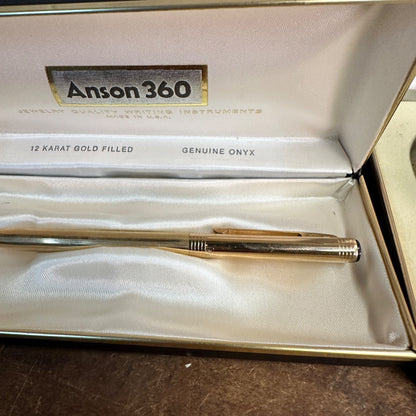 Vintage Anson 360 12kt Gold-Filled Pen + 12kt Gold Fine Desk Set w/ Cases