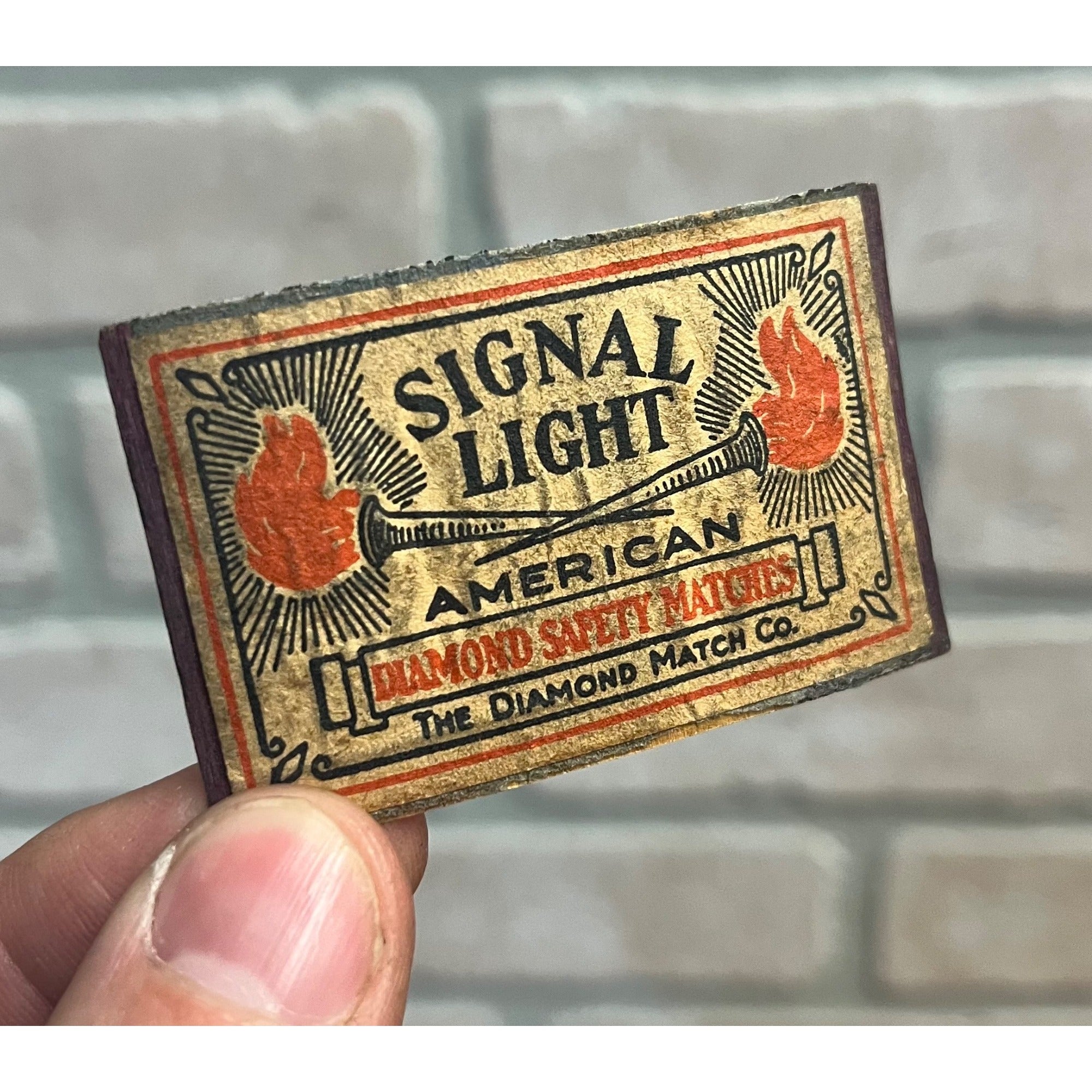 Vintage 1920s Signal Light American Safety Matches Box Cover Label Advertising  Diamond