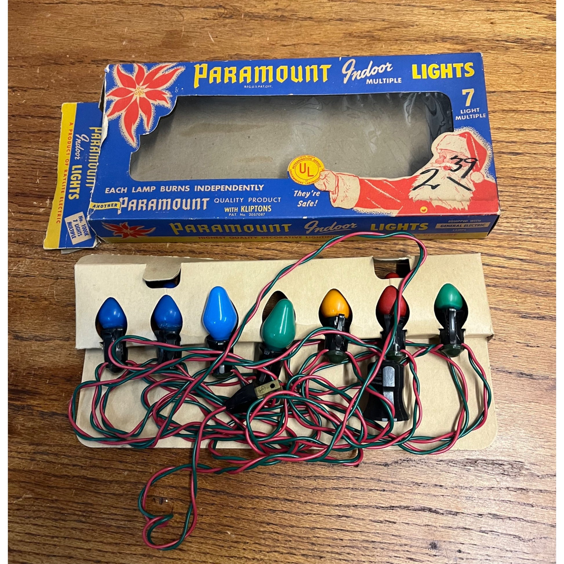 Vintage Paramount Christmas Kliptons 7 Indoor Lights Multi-Color w/ Box - Works