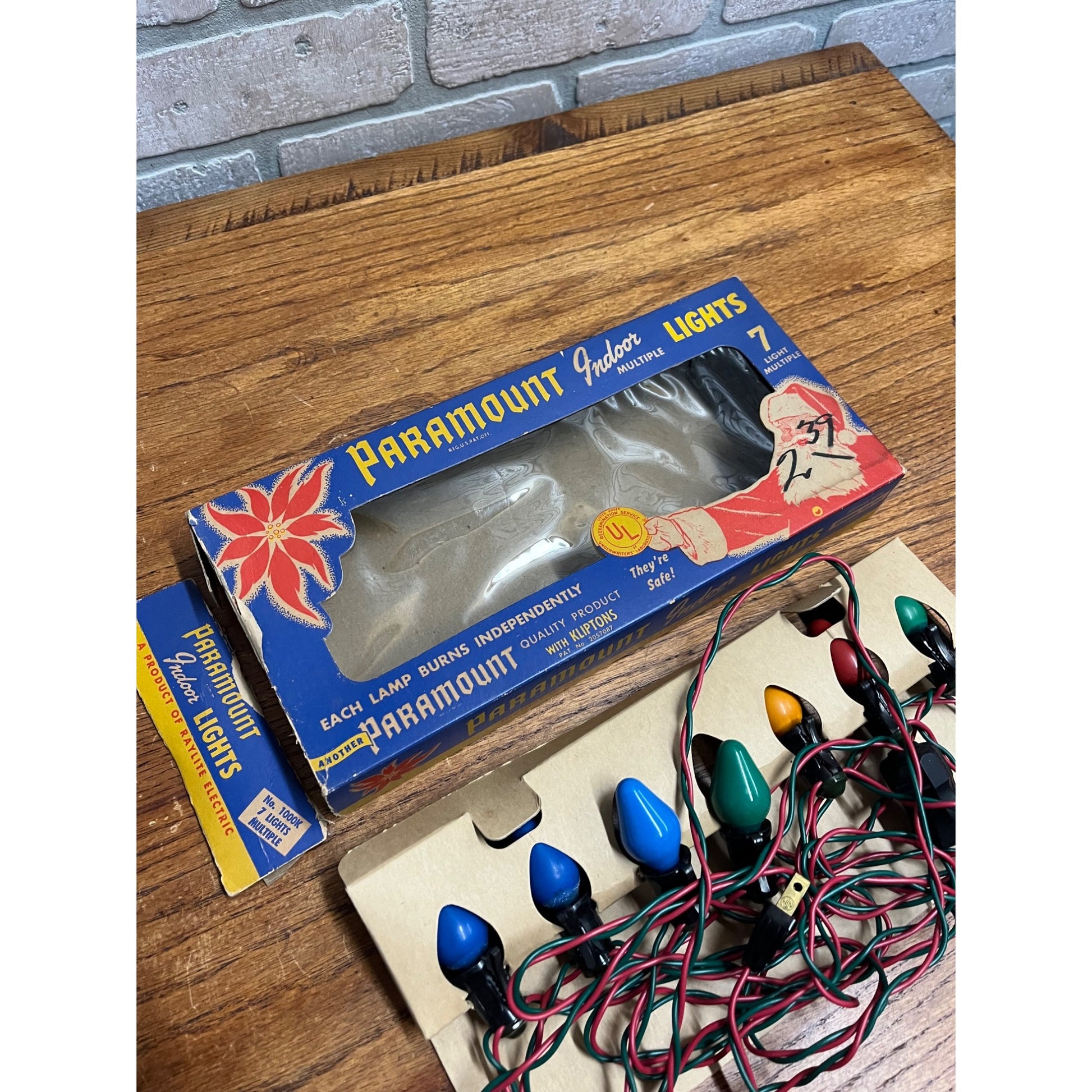 Vintage Paramount Christmas Kliptons 7 Indoor Lights Multi-Color w/ Box - Works