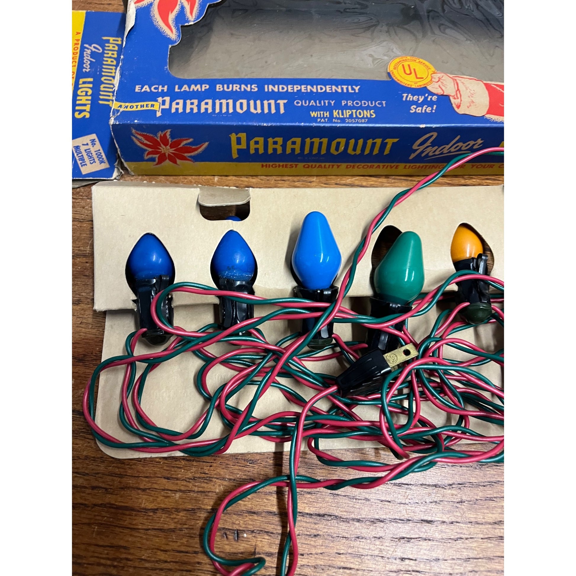 Vintage Paramount Christmas Kliptons 7 Indoor Lights Multi-Color w/ Box - Works