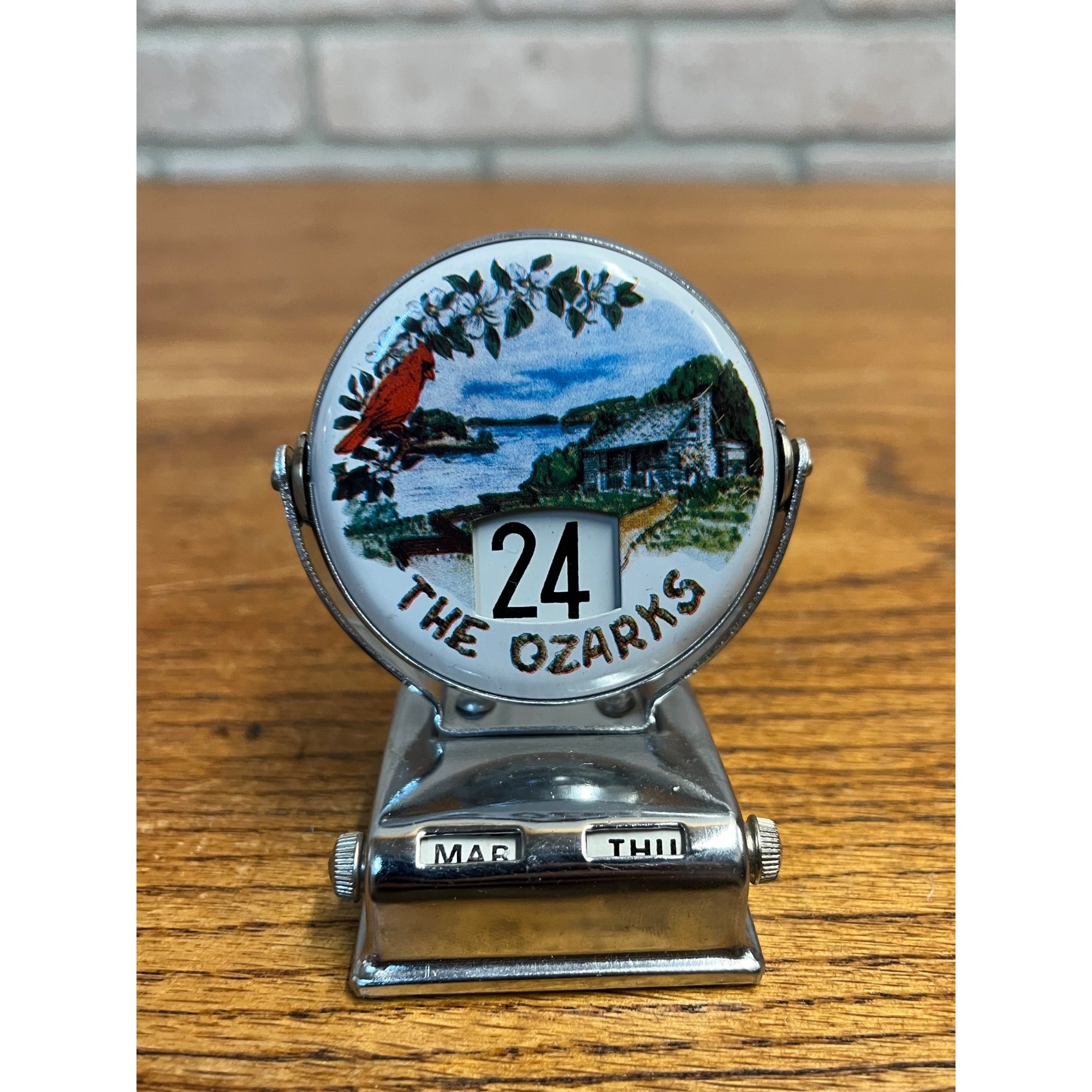 Vintage Perpetual Flip Mechanical Desktop Calendar Metal The Ozarks