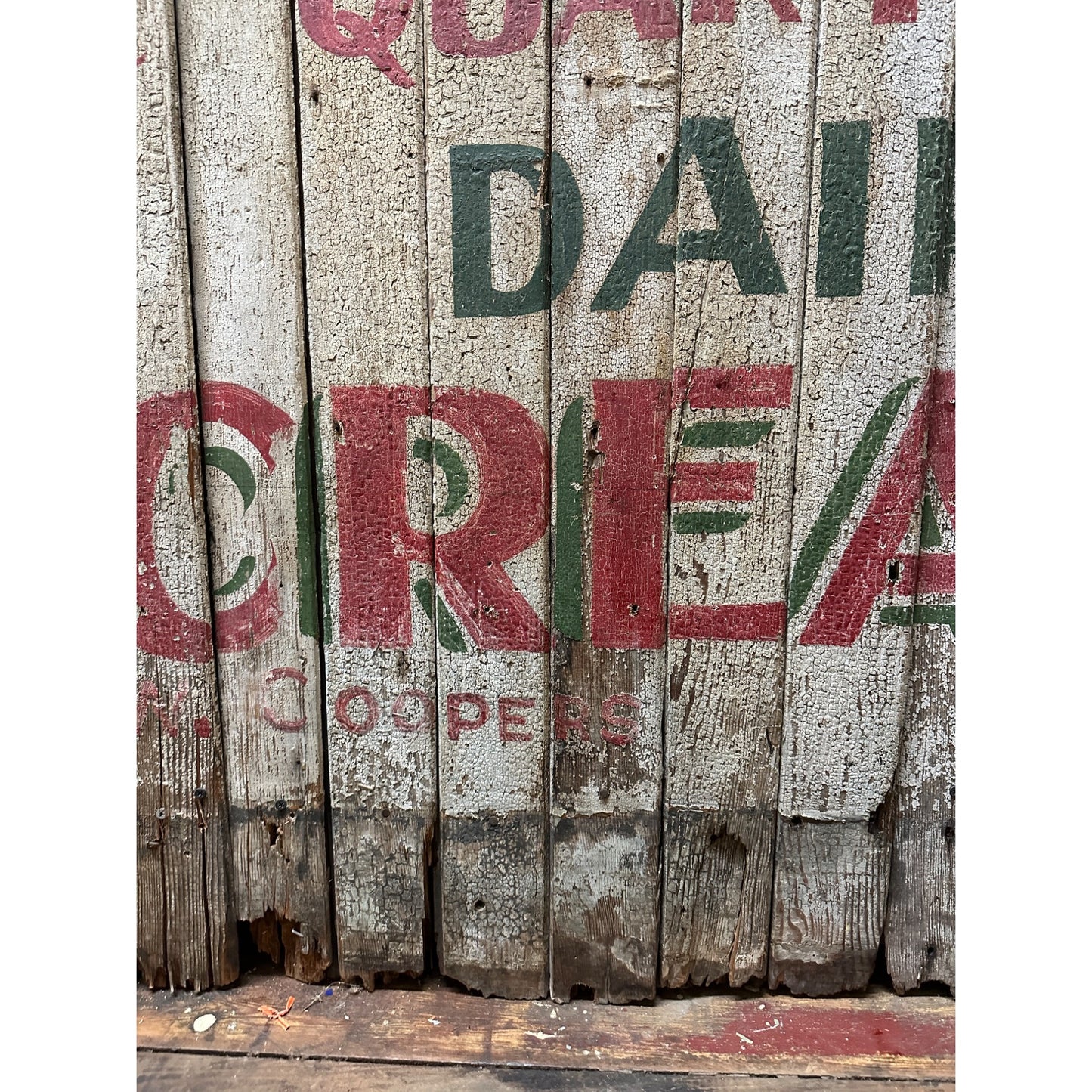 Antique Early 1900s Holly Dairy Ice Cream Painted Wooden Trade Sign Soda Store