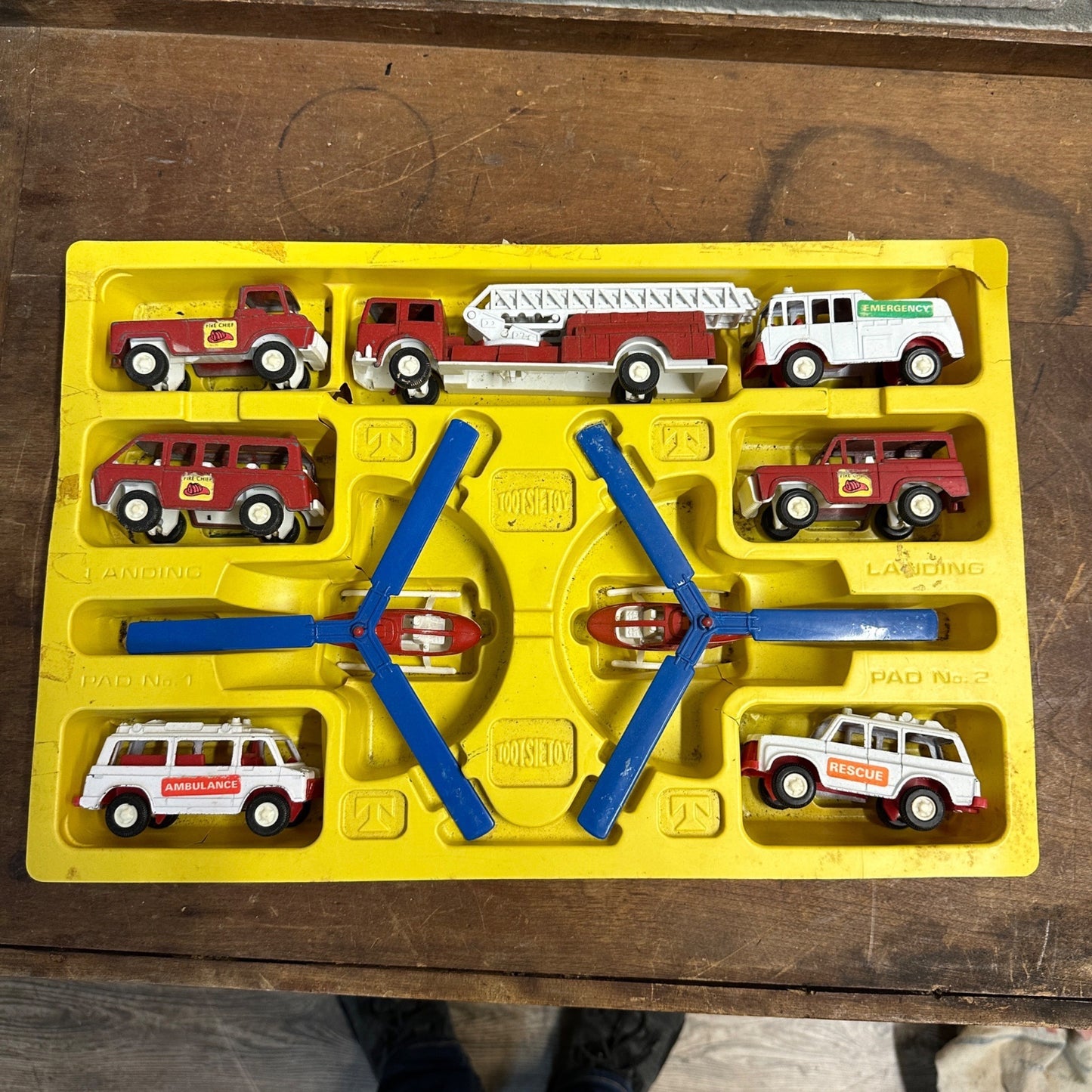 TOOTSIE TOYS REDLINE 1970 FIRE ENGINE RESCUE EMERGENCY VEHICLES RESPONSE SET