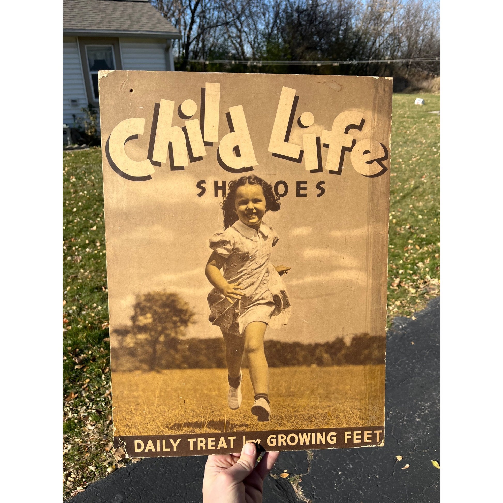 Vintage Child Life Shoes Cardboard Advertising Easelback Sign Store Display