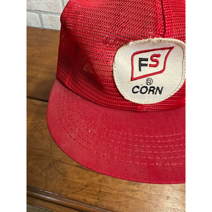 Vintage Red Snapback Cap Frontier Seed FS Farm Agriculture Hat Farming Retro