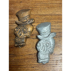Vintage Skull Mold Pattern & Cast Metal 1988 Hat Gothic Folk Art Foundry Pattern