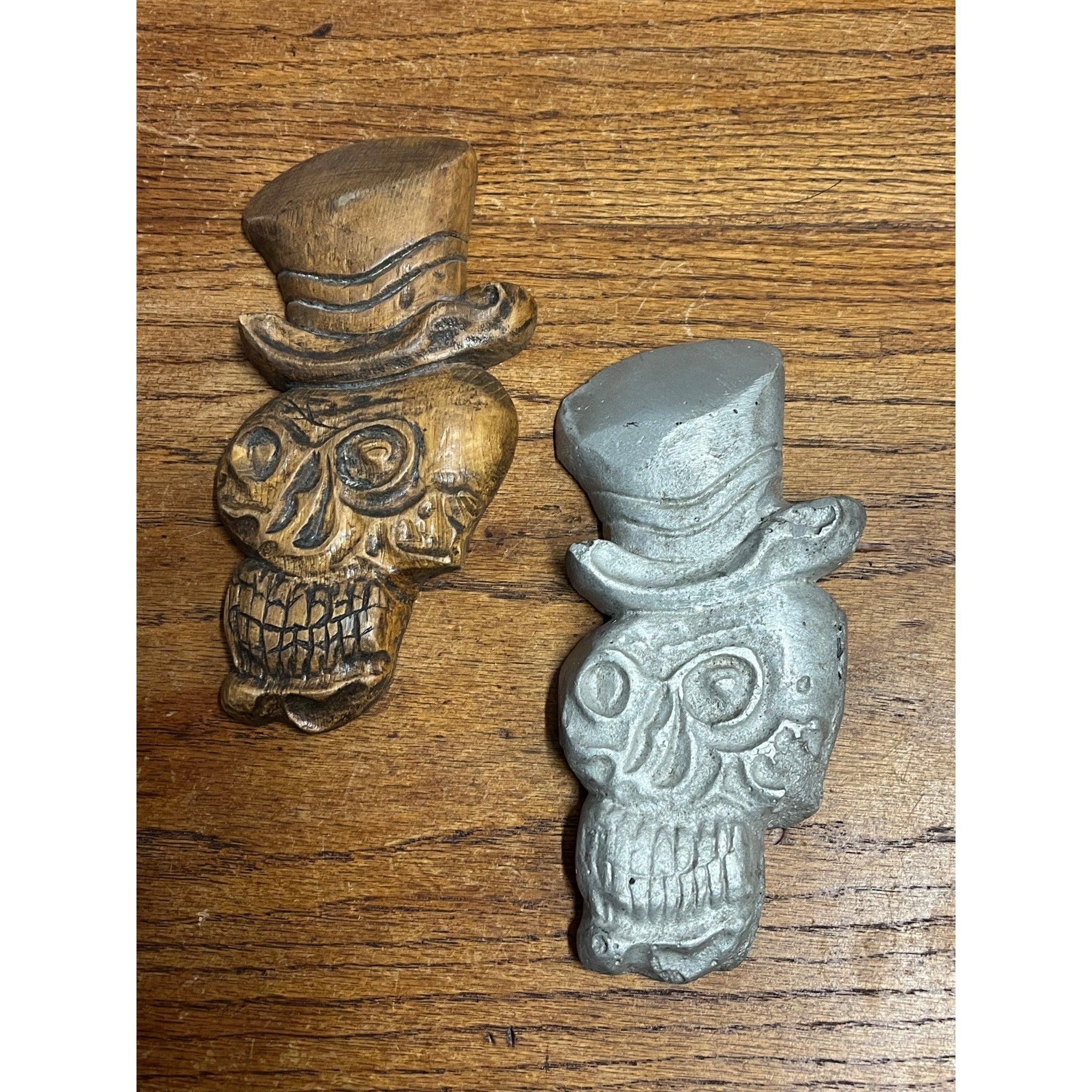 Vintage Skull Mold Pattern & Cast Metal 1988 Hat Gothic Folk Art Foundry Pattern