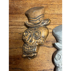 Vintage Skull Mold Pattern & Cast Metal 1988 Hat Gothic Folk Art Foundry Pattern