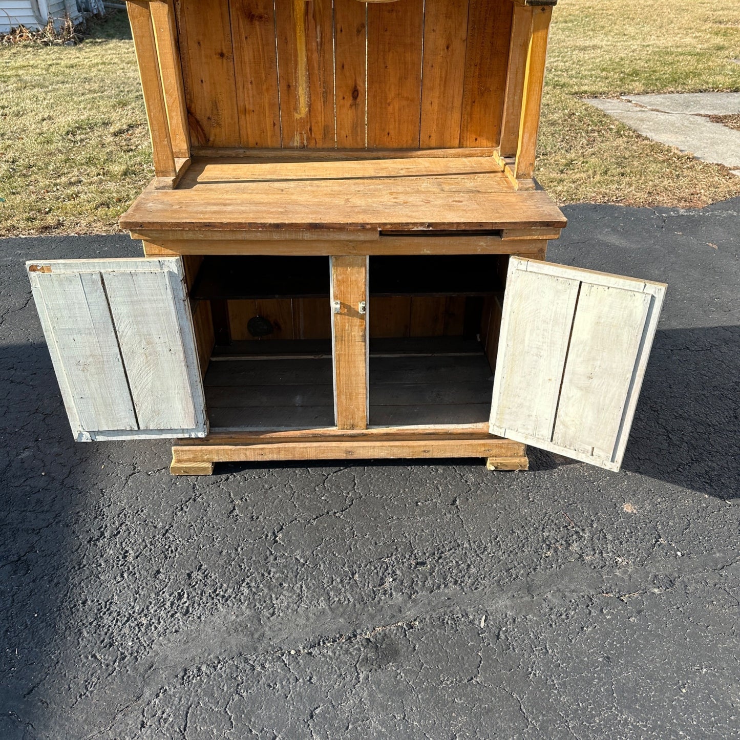 Antique Primitive Bakers Bread-Making Cabinet Cupboard