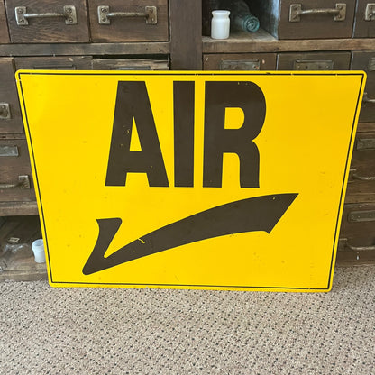 Vintage 1960s Yellow Tin Air Service Station Air Meter Sign