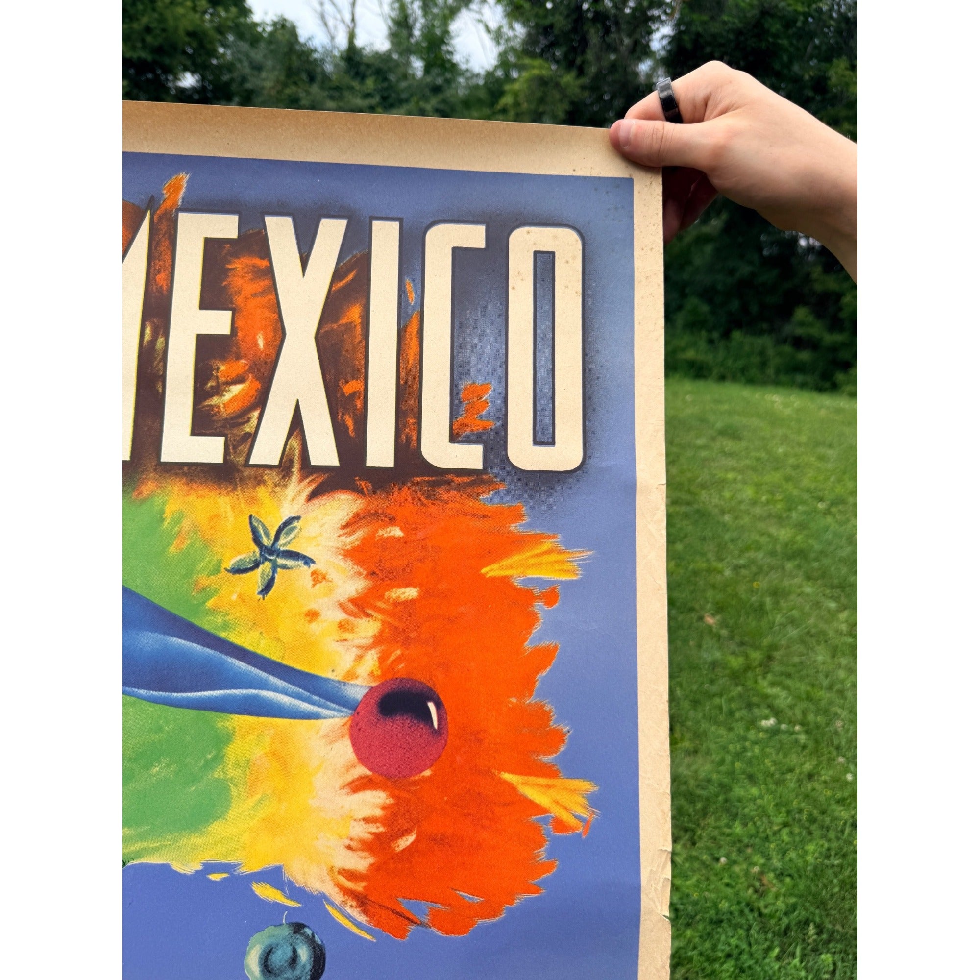 Original 1950s Mexico “The Enchanted Land” Travel Tourism Poster Vintage Art