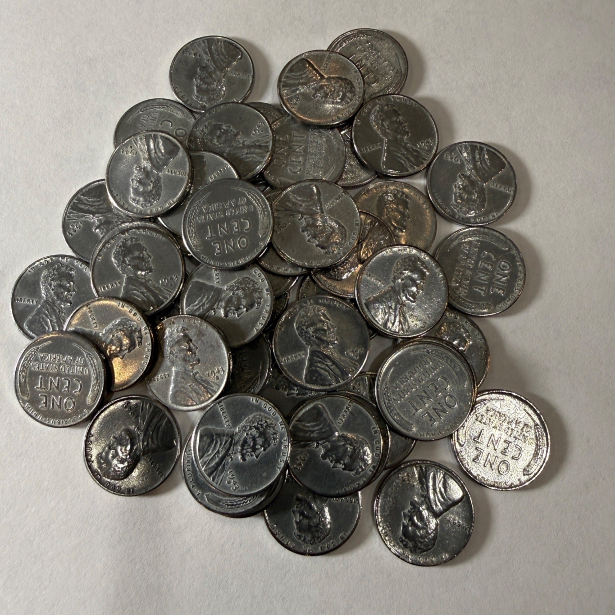 XF CLean Lincoln Steel Cents Pennies Penny One Cent Wheat 1943 Coins