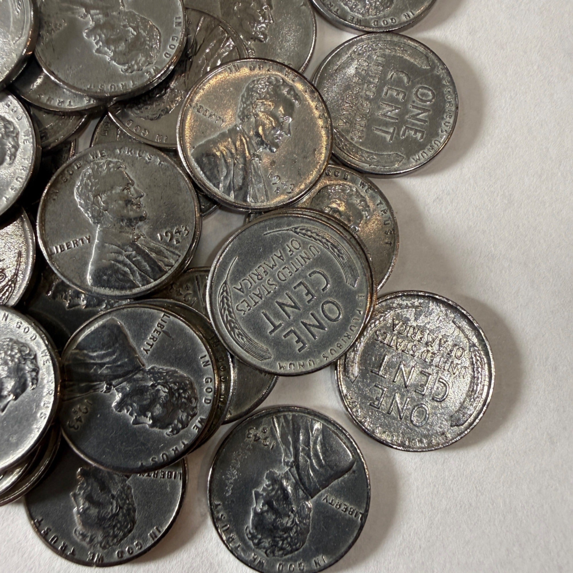 XF CLean Lincoln Steel Cents Pennies Penny One Cent Wheat 1943 Coins