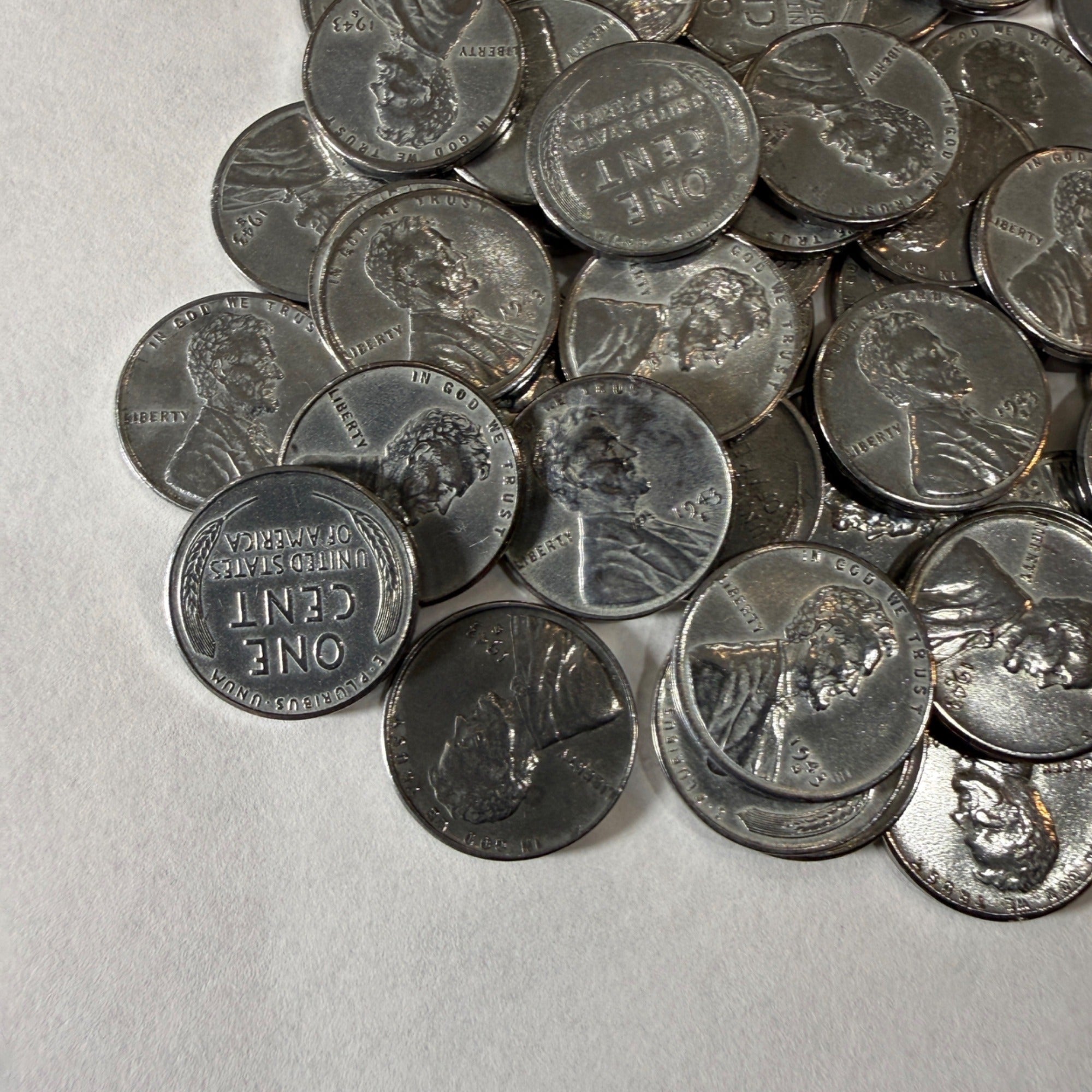 XF CLean Lincoln Steel Cents Pennies Penny One Cent Wheat 1943 Coins