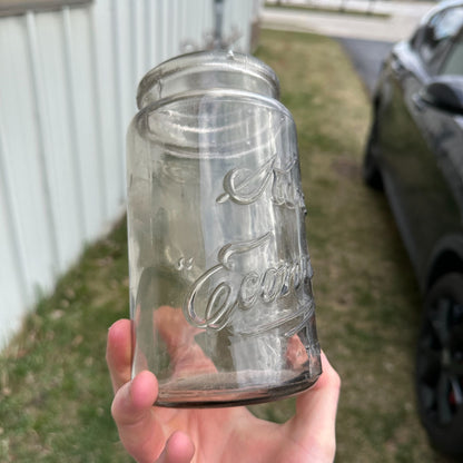 Antique 1900s Kerr Economy Deep Embossed Canning Jar ~ No Lid