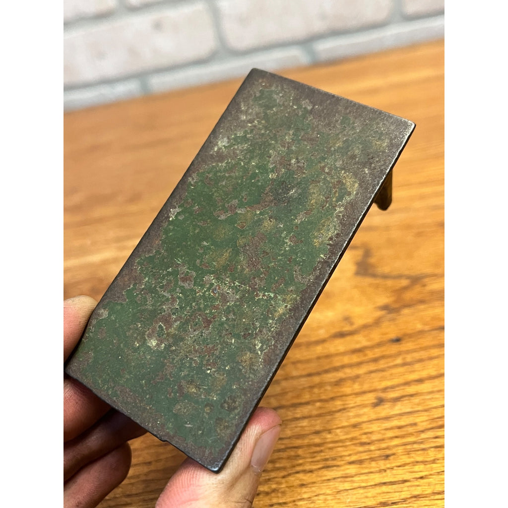 Vintage Dollhouse Miniature Cast Iron Metal Green Dining Room Table 4" x 2" x 1.5 T