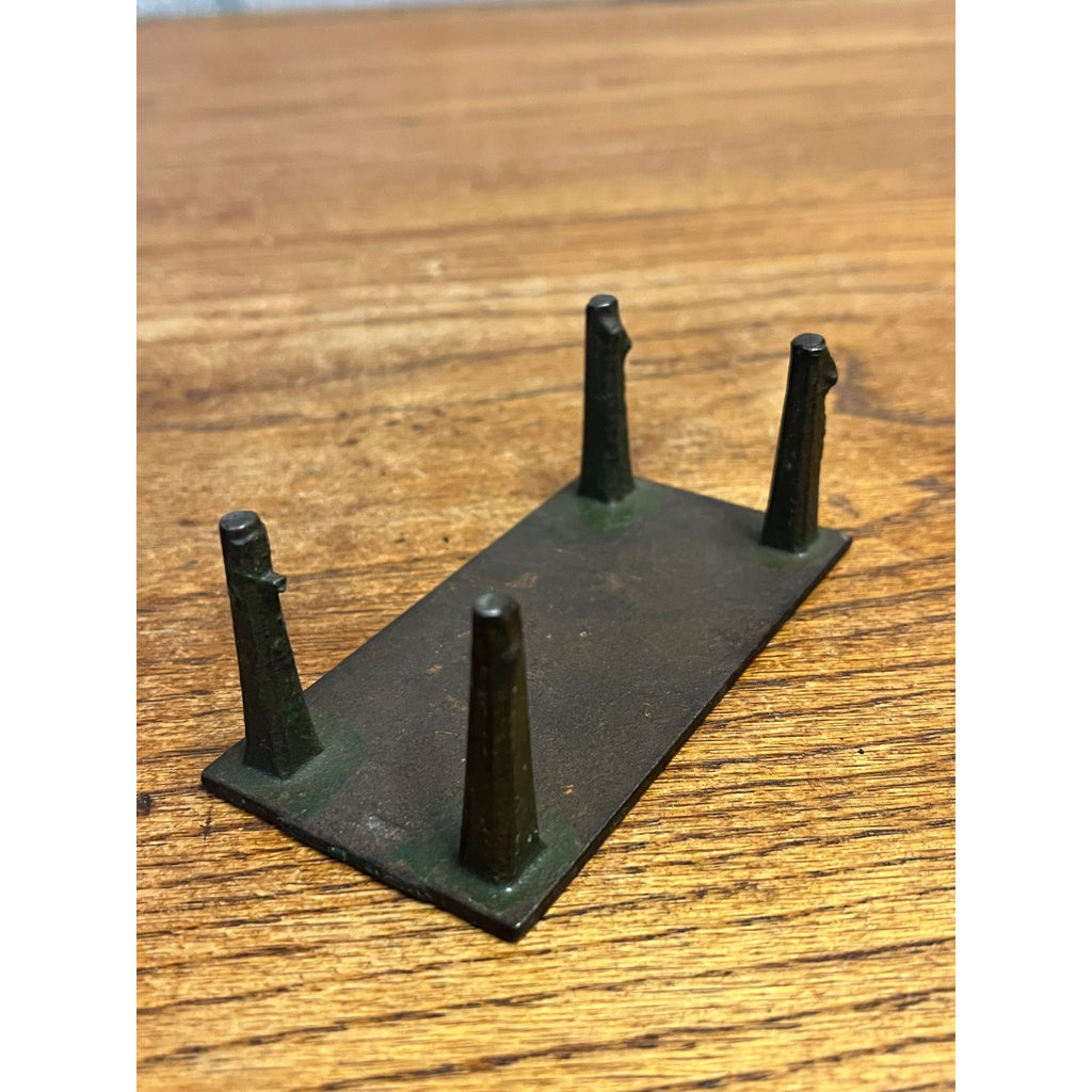 Vintage Dollhouse Miniature Cast Iron Metal Green Dining Room Table 4" x 2" x 1.5 T