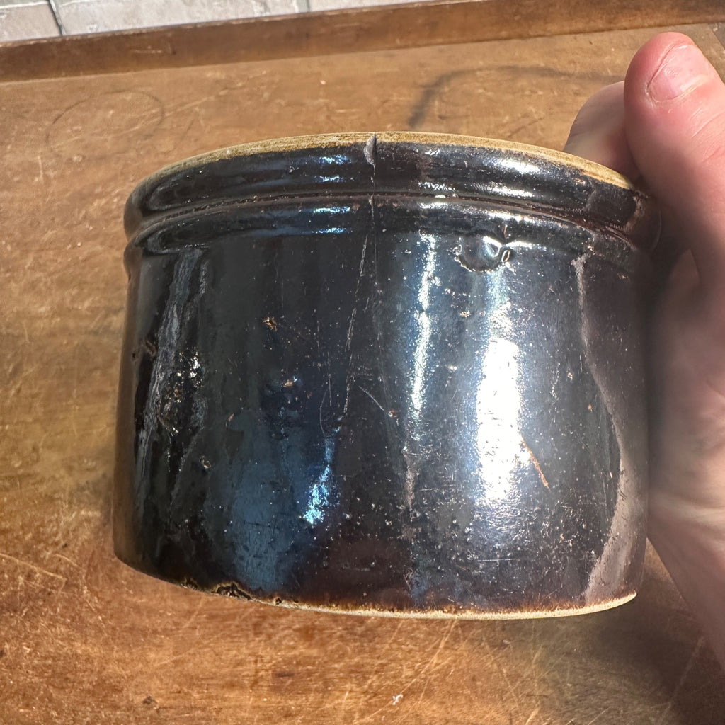 Antique 1# Albany Red Wing Unsigned Butter Crock brown