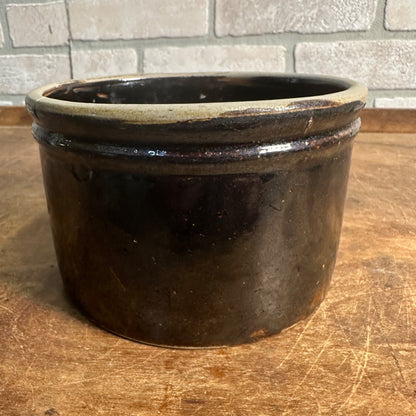 Antique 1# Albany Red Wing Unsigned Butter Crock brown