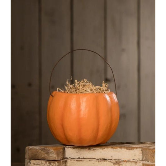 Bethany Lowe Halloween Medium Orange Pumpkin Bucket, TD2186 NWT