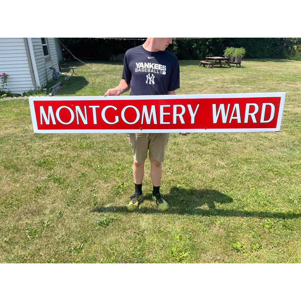 Original Montgomery Ward Porcelain Store Sign Large 6ft