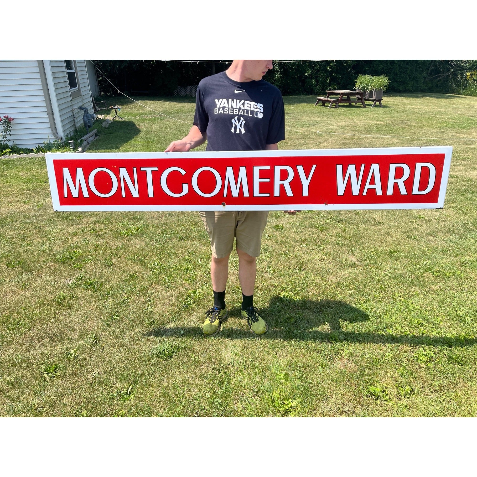 Original Montgomery Ward Porcelain Store Sign Large 6ft