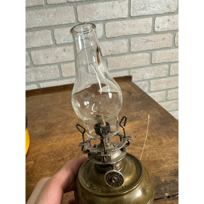 Vintage Early 1900s ACME Reflector Night Lamp Oil Light Lamp Brass w/ Chimney