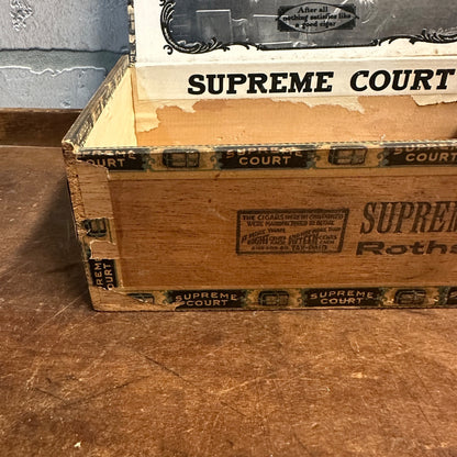 RARE Vintage Supreme Court Rothschilds Wooden Cigar Box Fond du Lac Wis