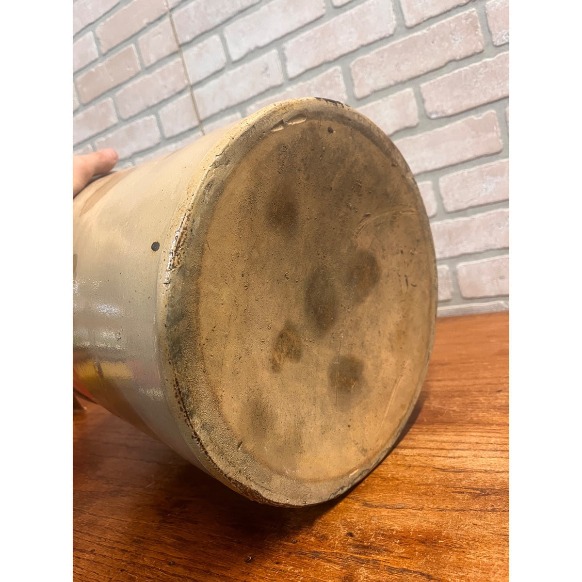 L.M. Pierron Milwaukee Stoneware 4 Gallon Crock Salt Glazed Cobalt Wisconsin