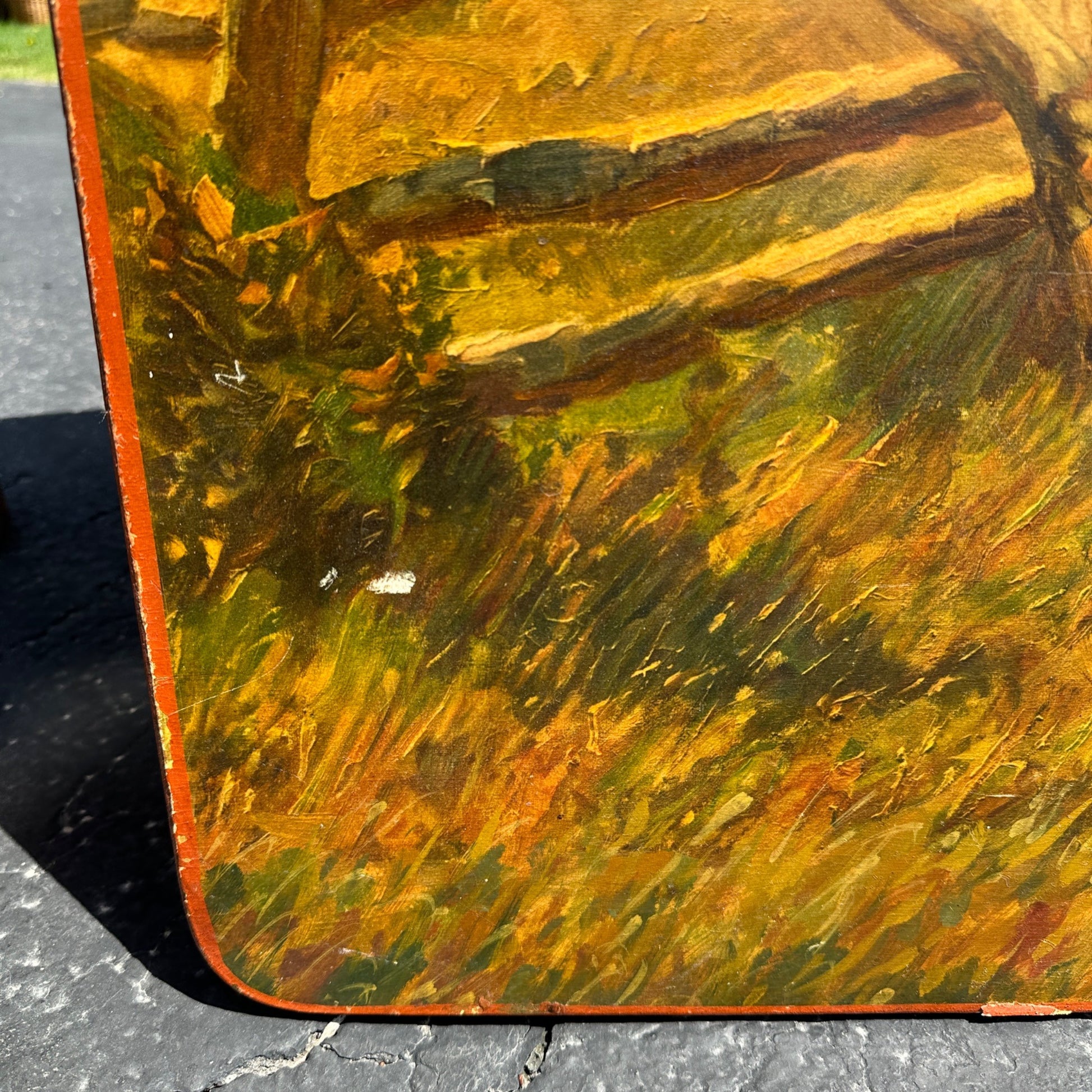 Vintage Oskar Merte 1928 Parlor Table Top Artwork Fox Hunting Dogs Horses Esquitarian