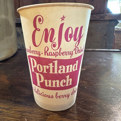 SCARCE Portland Punch Paper Wax Sample Cup 3-3/4" Soda Promotional