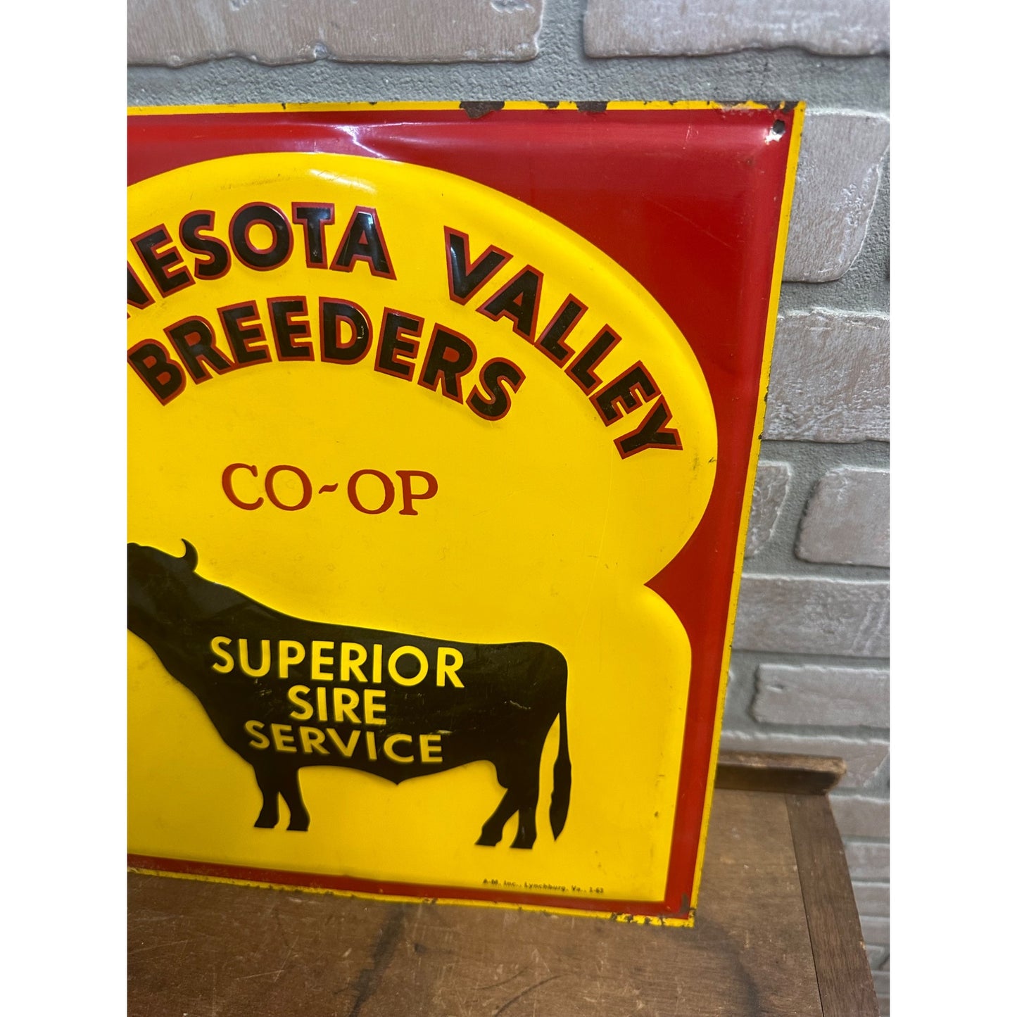 Vintage Minnesota Valley Breeders Sire Service Embossed Tin Advertising Sign