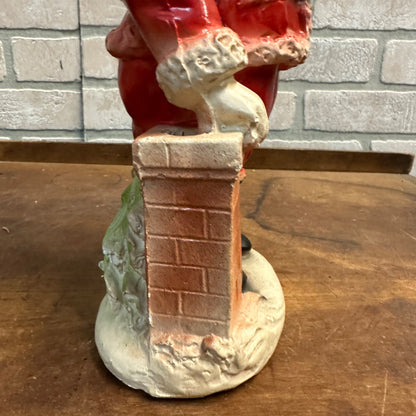 Antique Vintage 1930s Santa Claus & Chimney Plaster Chalkware Coin Bank 13.5"