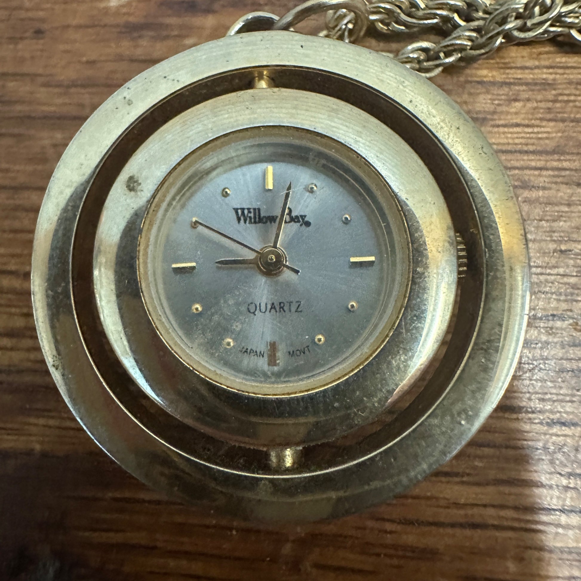 Vintage Willow Bay Studded Quarts Pocket Watch Ladies Nonworking