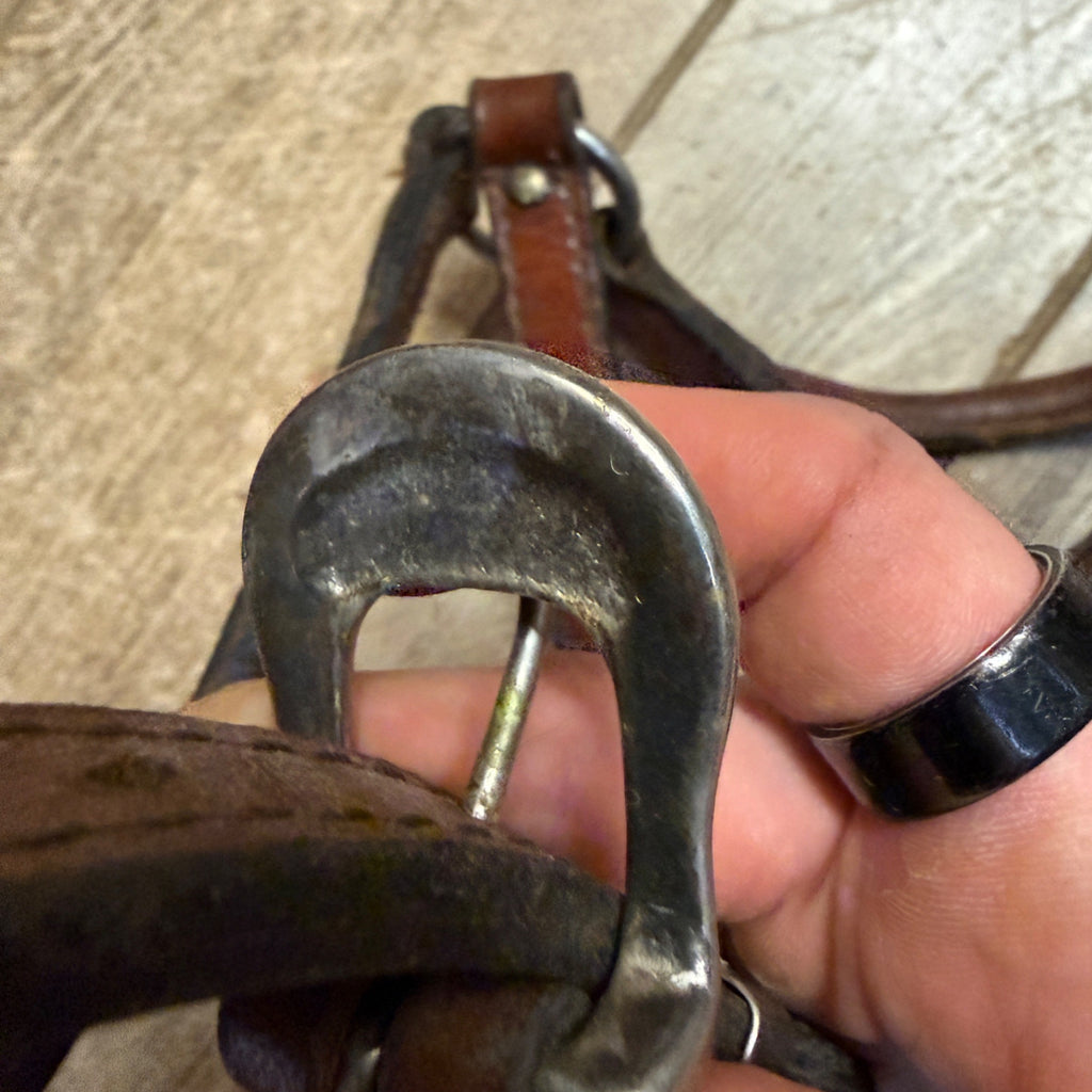 Vintage Western Horse Show Halter Silver Mounted Leather Lead Chain Tack Ferrule  Cob