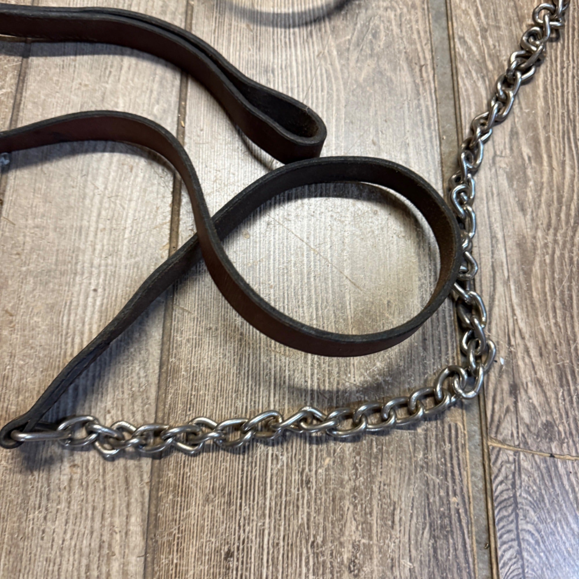 Vintage Western Horse Show Halter Silver Mounted Leather Lead Chain Tack Ferrule  Cob