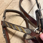 Vintage Western Horse Show Halter Silver Mounted Leather Lead Chain Tack Ferrule  Cob