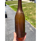 Antique 1870s Crude Honey Amber Glass Blob Beer Bottle Applied Top Quart