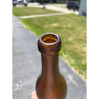 Antique 1870s Crude Honey Amber Glass Blob Beer Bottle Applied Top Quart