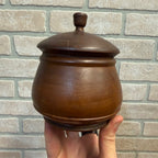 Antique Primitive 19th c. Turned Wood Peaseware Sugar Bowl Lidded Jar Farmhouse
