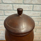 Antique Primitive 19th c. Turned Wood Peaseware Sugar Bowl Lidded Jar Farmhouse